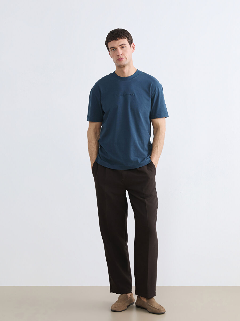 Embroidered Crew Neck Men's T-Shirt-1