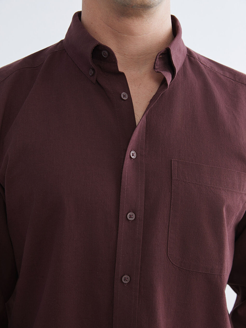 Men's Regular Fit Linen Blend Shirt-2