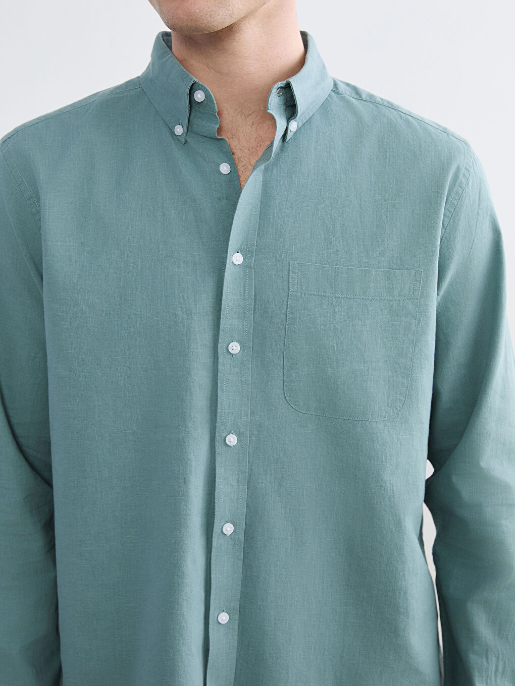 Men's Regular Fit Linen Blend Shirt-2
