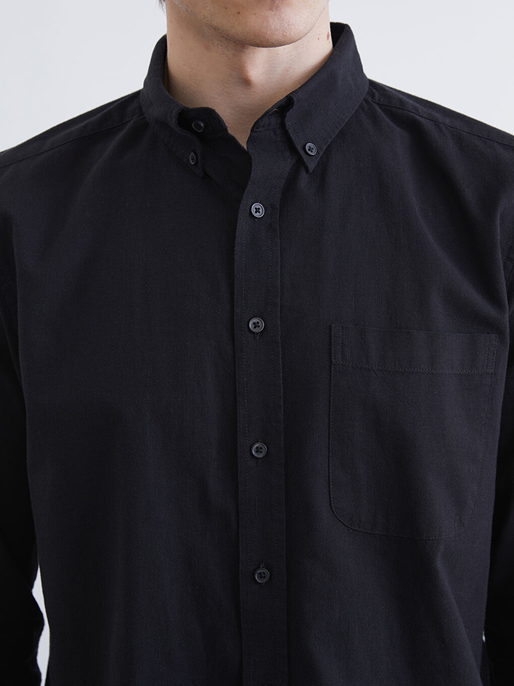 Men's Regular Fit Linen Blend Shirt-2