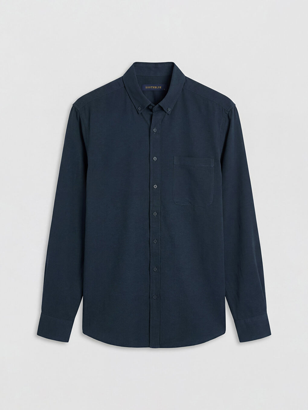 Lacivert Regular Fit Keten Karışımlı Erkek Gömlek-4