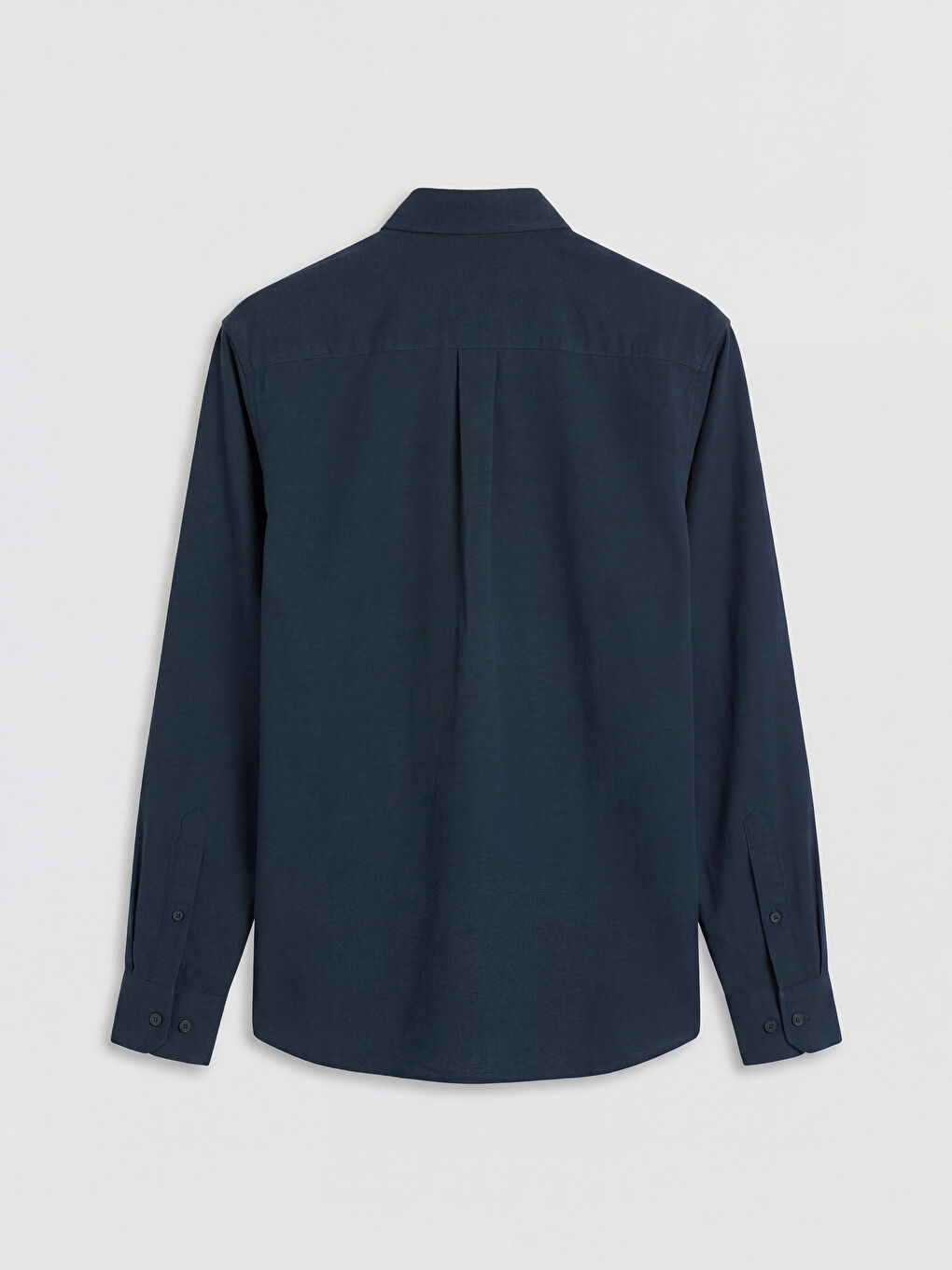 Lacivert Regular Fit Keten Karışımlı Erkek Gömlek-5