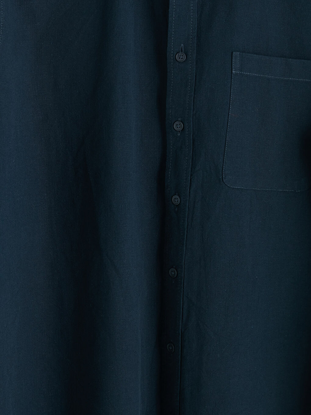 Lacivert Regular Fit Keten Karışımlı Erkek Gömlek-6