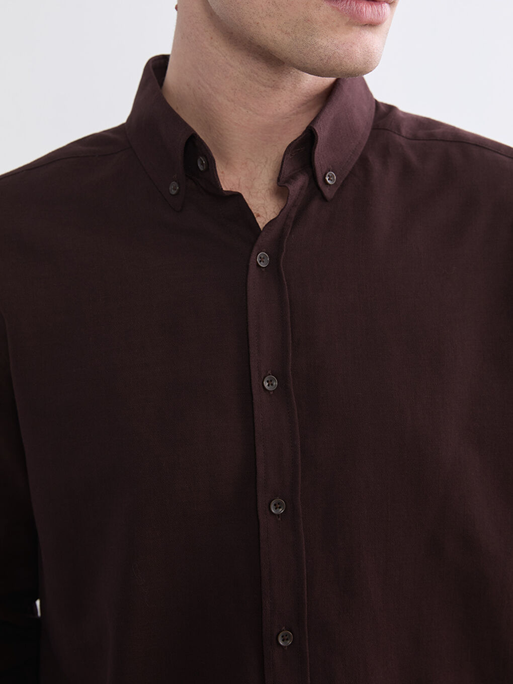 Kahverengi Regular Fit Armürlü Erkek Gömlek-2