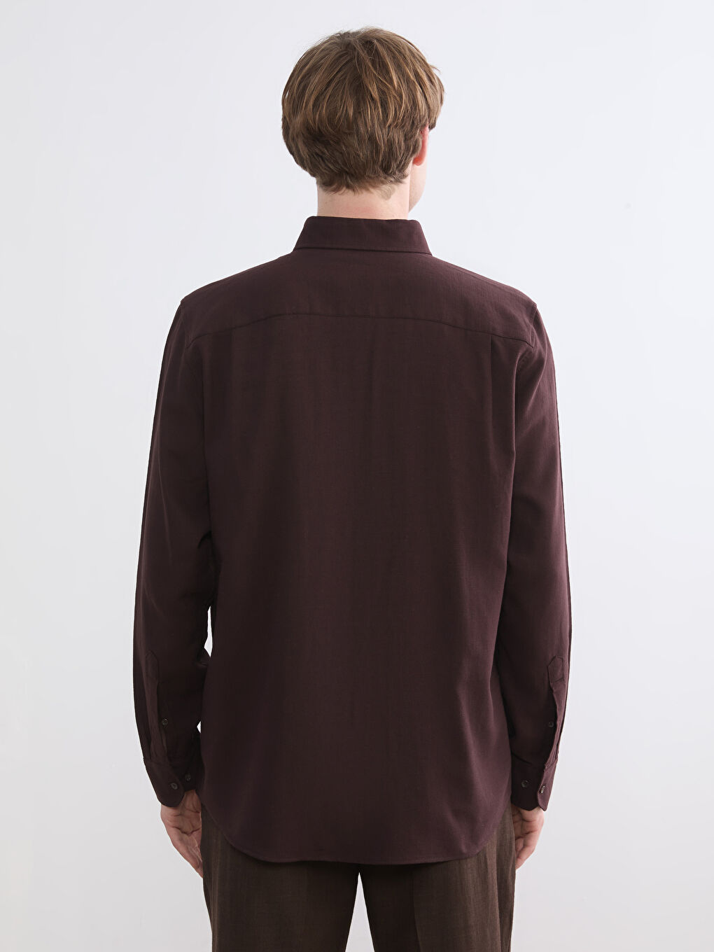 Kahverengi Regular Fit Armürlü Erkek Gömlek-3