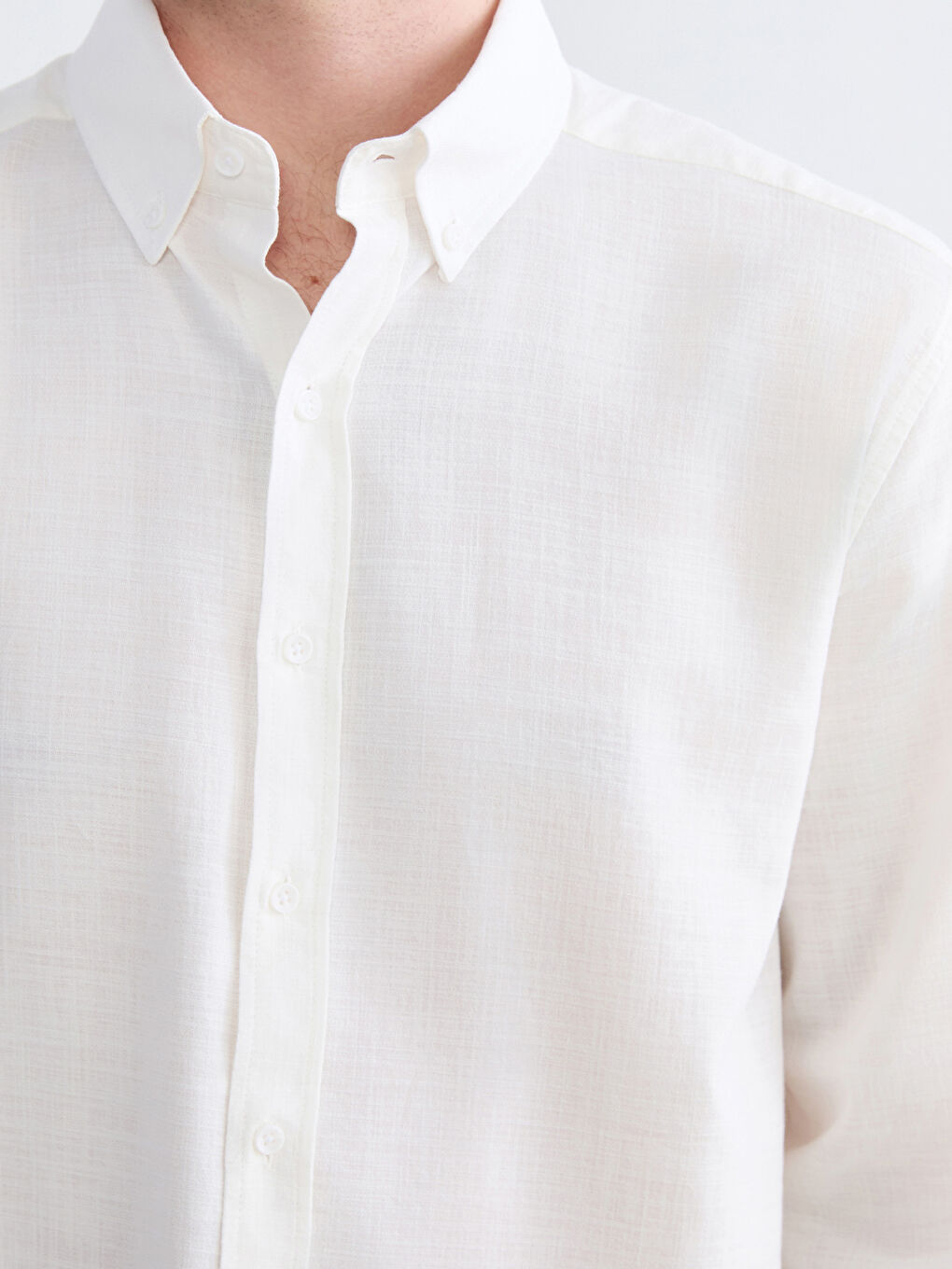 Ekru Regular Fit Armürlü Erkek Gömlek-2