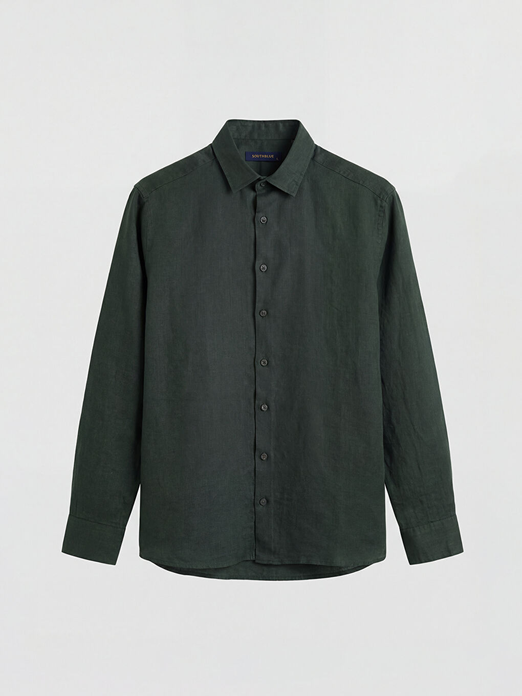 Haki Standart Kalıp Keten Erkek Gömlek