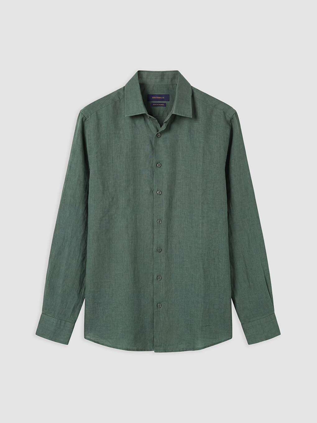 Yeşil Regular Fit %100 Keten Erkek Gömlek