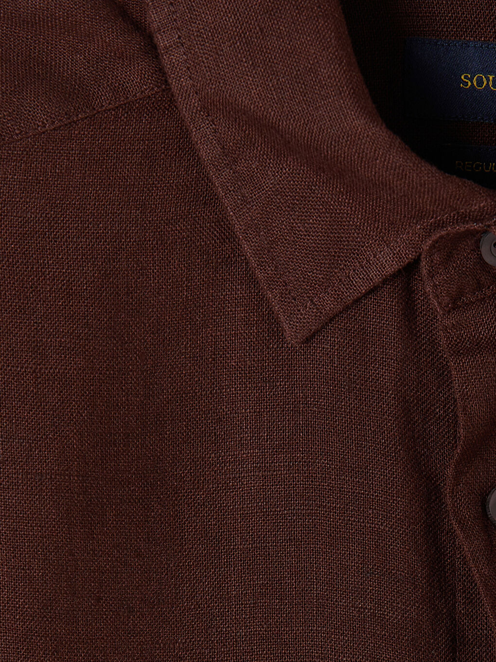 Kahverengi Regular Fit %100 Keten Erkek Gömlek-2