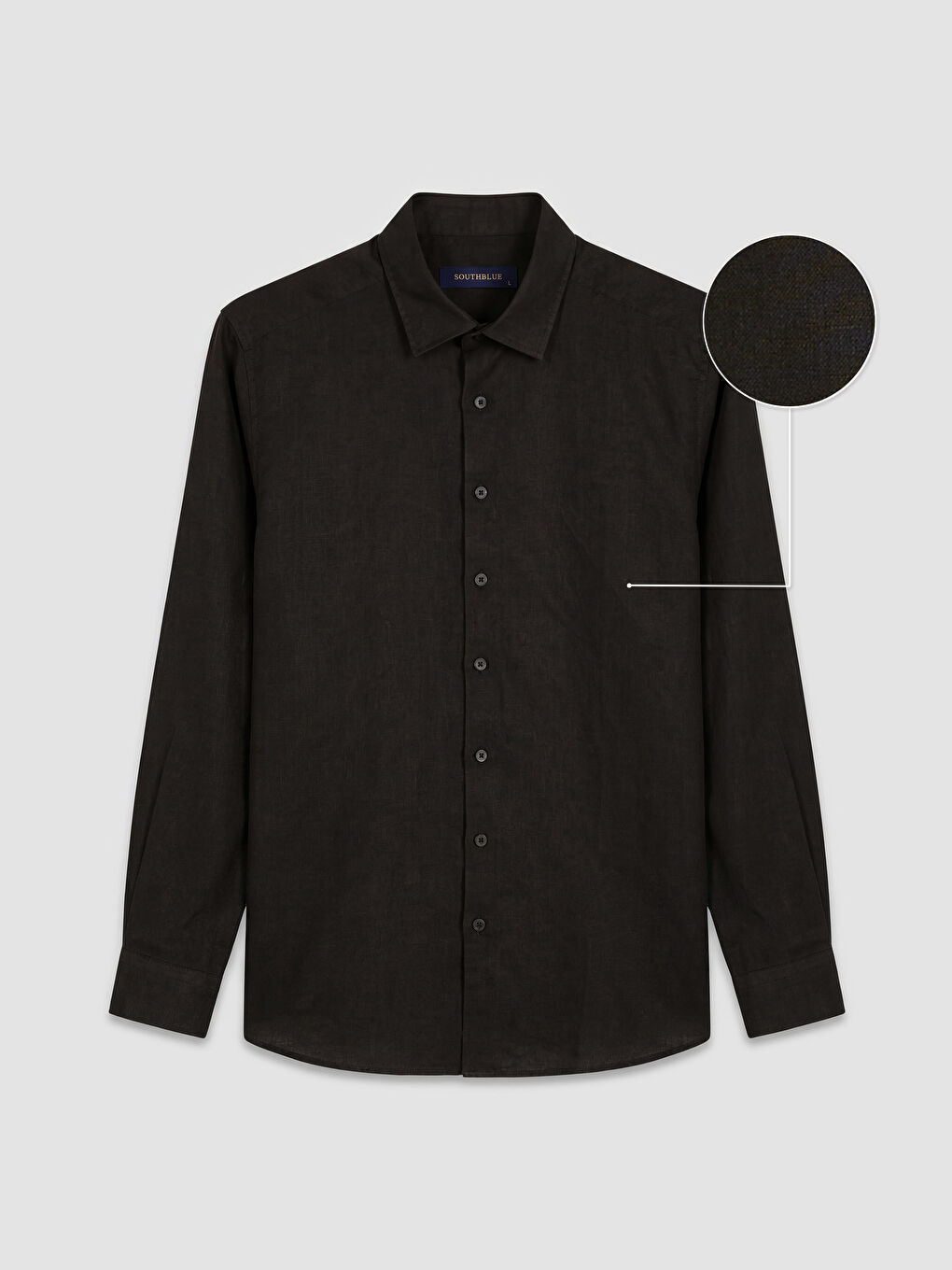 Kahverengi Standart Kalıp Keten Erkek Gömlek