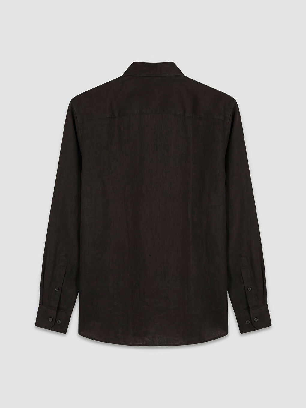 Kahverengi Standart Kalıp Keten Erkek Gömlek-1