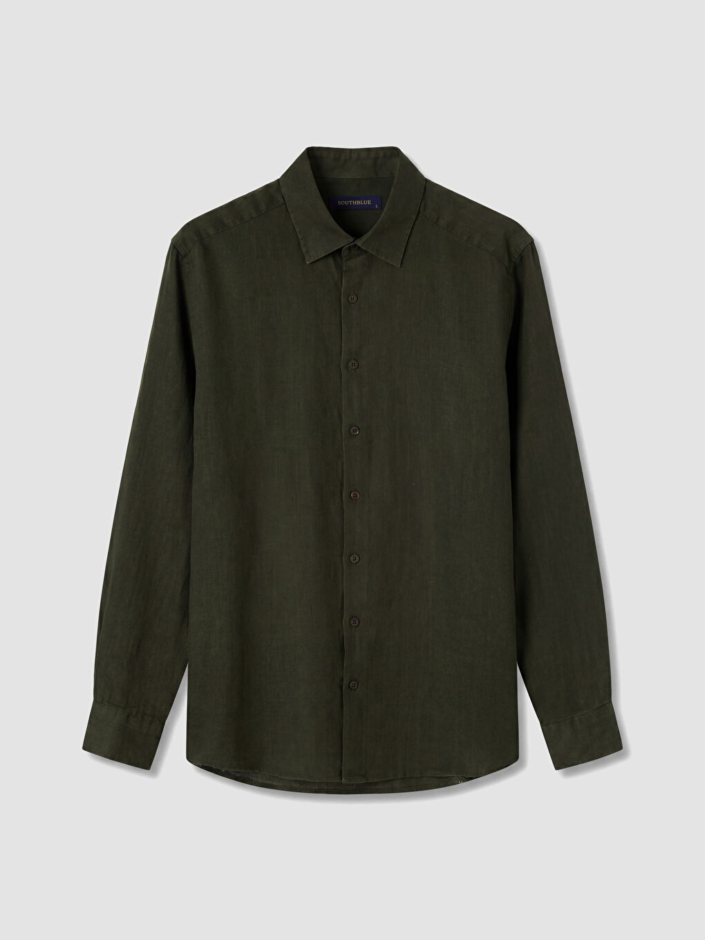 Haki Regular Fit %100 Keten Erkek Gömlek