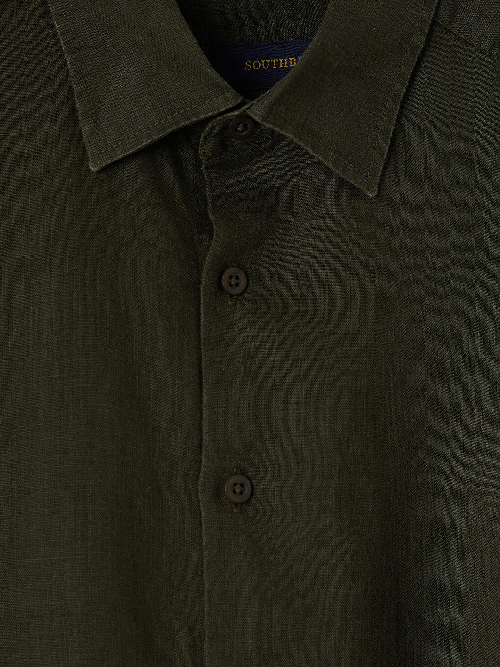 Haki Regular Fit %100 Keten Erkek Gömlek-1
