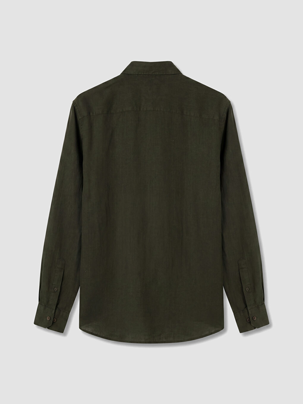 Haki Regular Fit %100 Keten Erkek Gömlek-2
