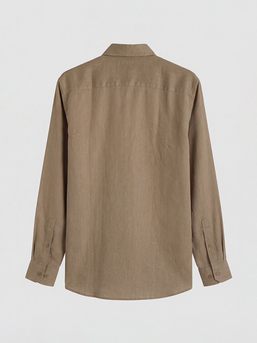 Kahverengi Regular Fit Keten Erkek Gömlek-1