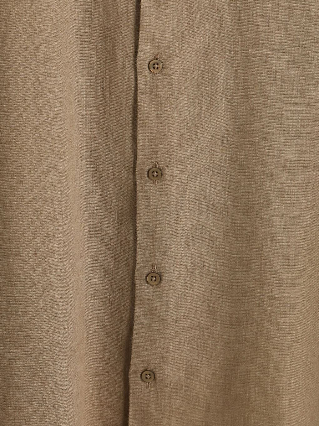Kahverengi Regular Fit Keten Erkek Gömlek-2