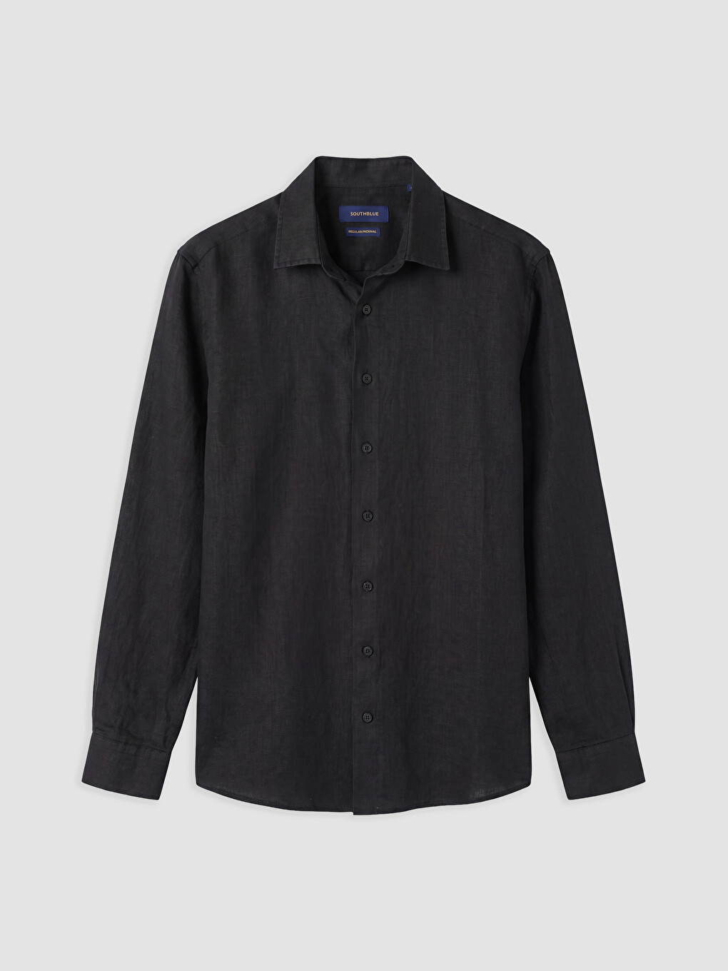 Siyah Regular Fit %100 Keten Erkek Gömlek