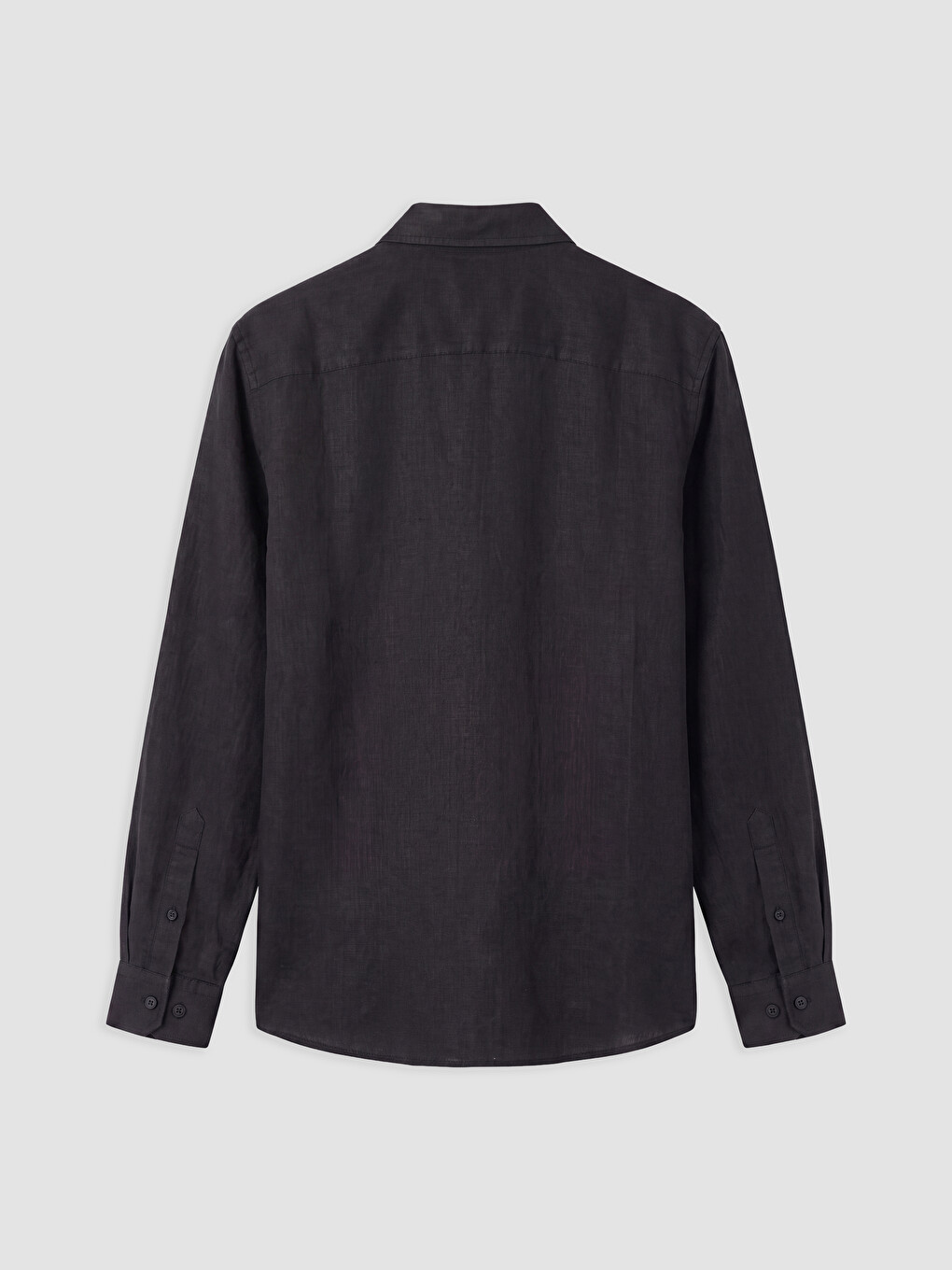 Siyah Regular Fit %100 Keten Erkek Gömlek-1