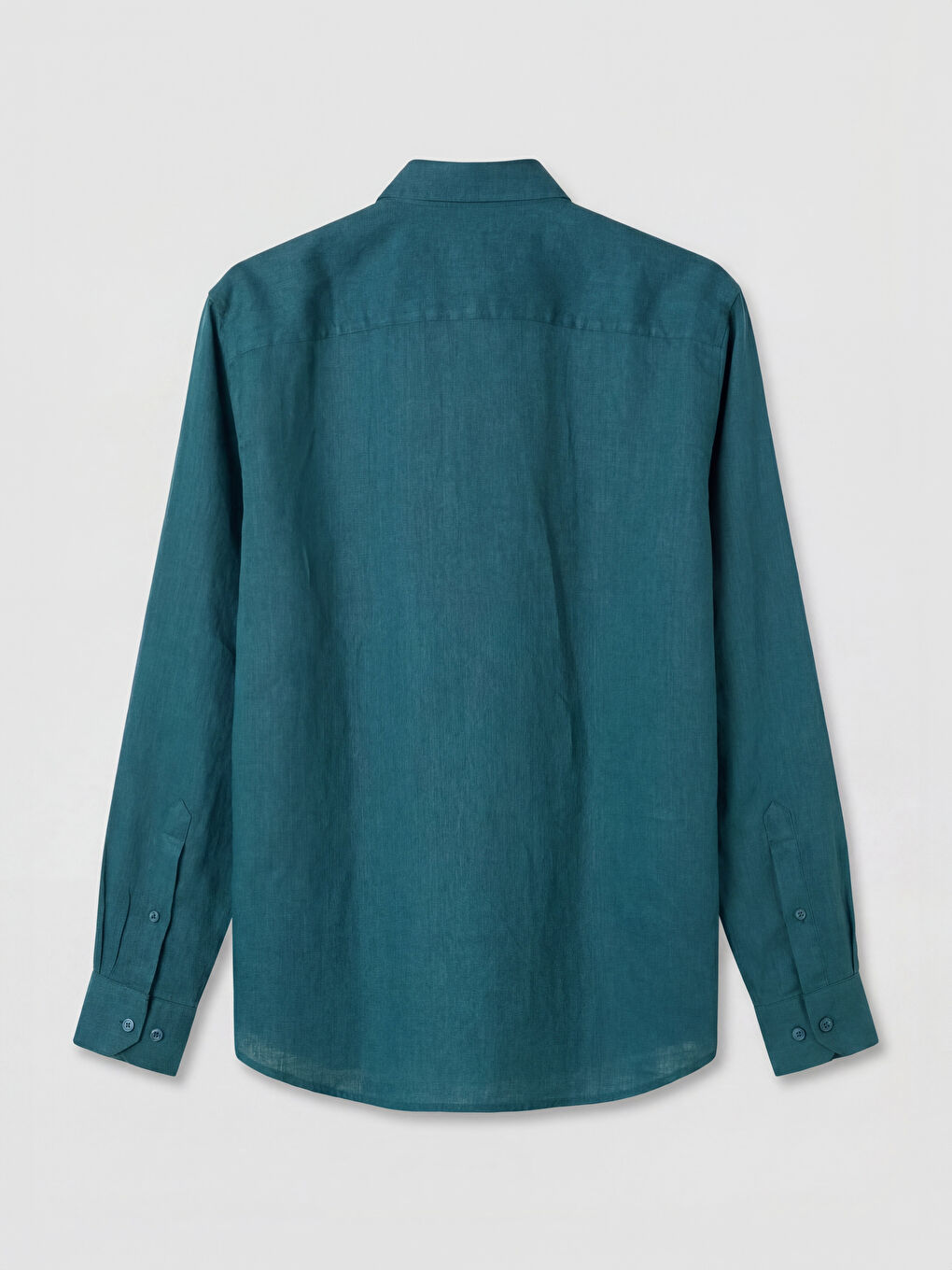 Petrol Regular Fit %100 Keten Erkek Gömlek-1