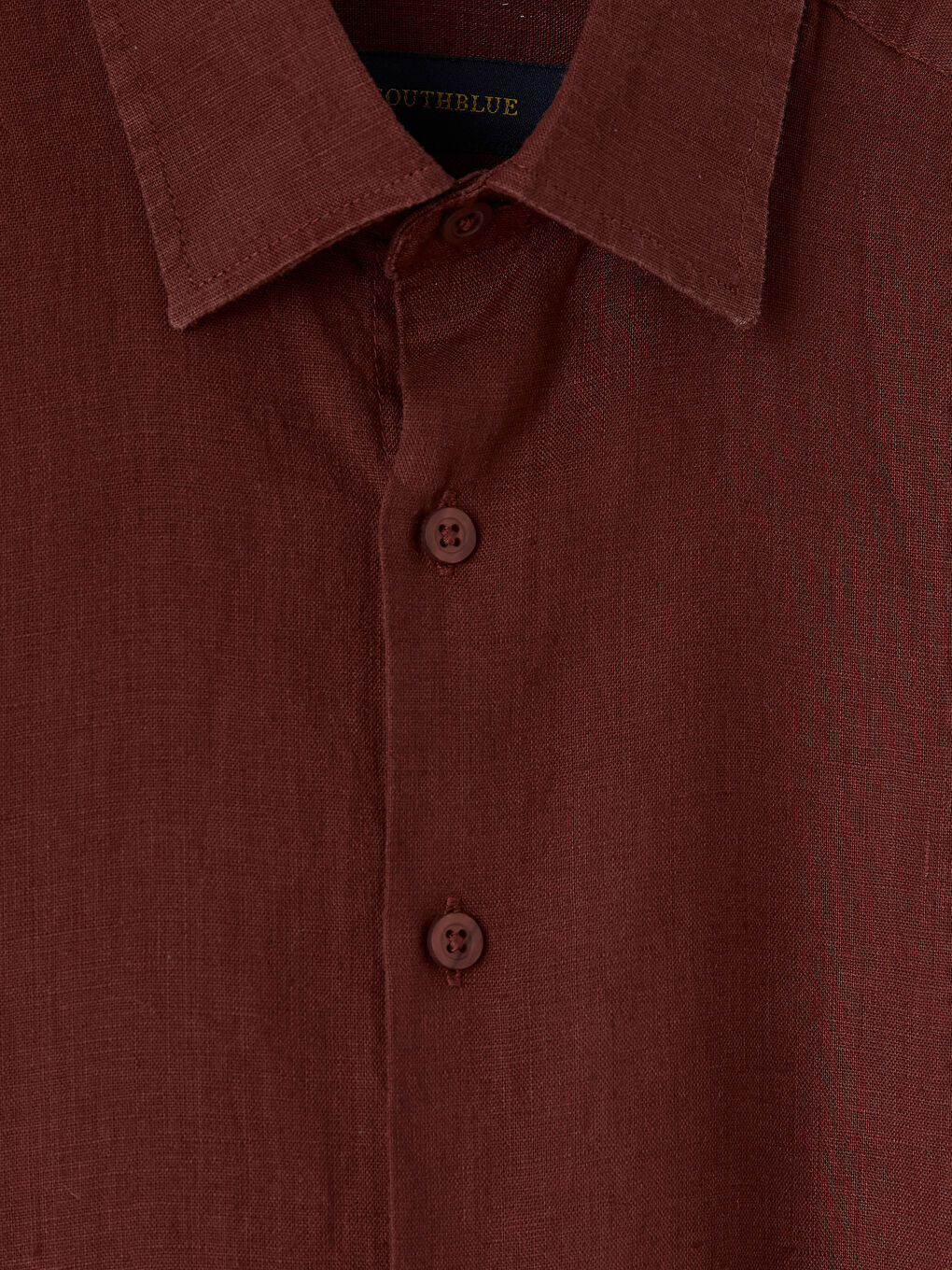 Bordo Regular Fit %100 Keten Erkek Gömlek-1