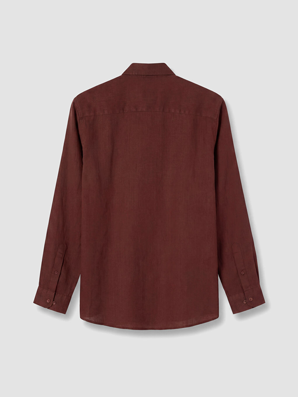 Bordo Regular Fit %100 Keten Erkek Gömlek-2