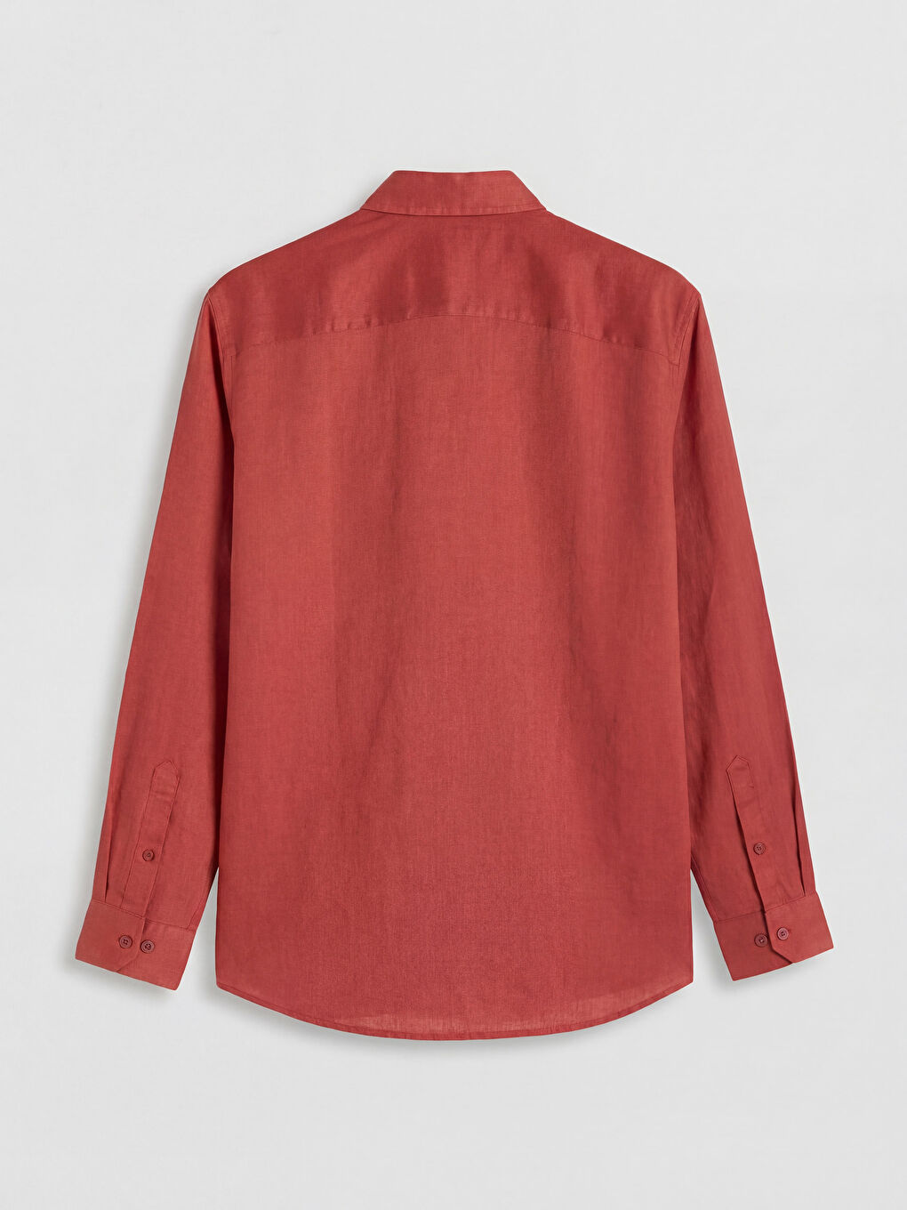 Turuncu Regular Fit Keten Erkek Gömlek-1