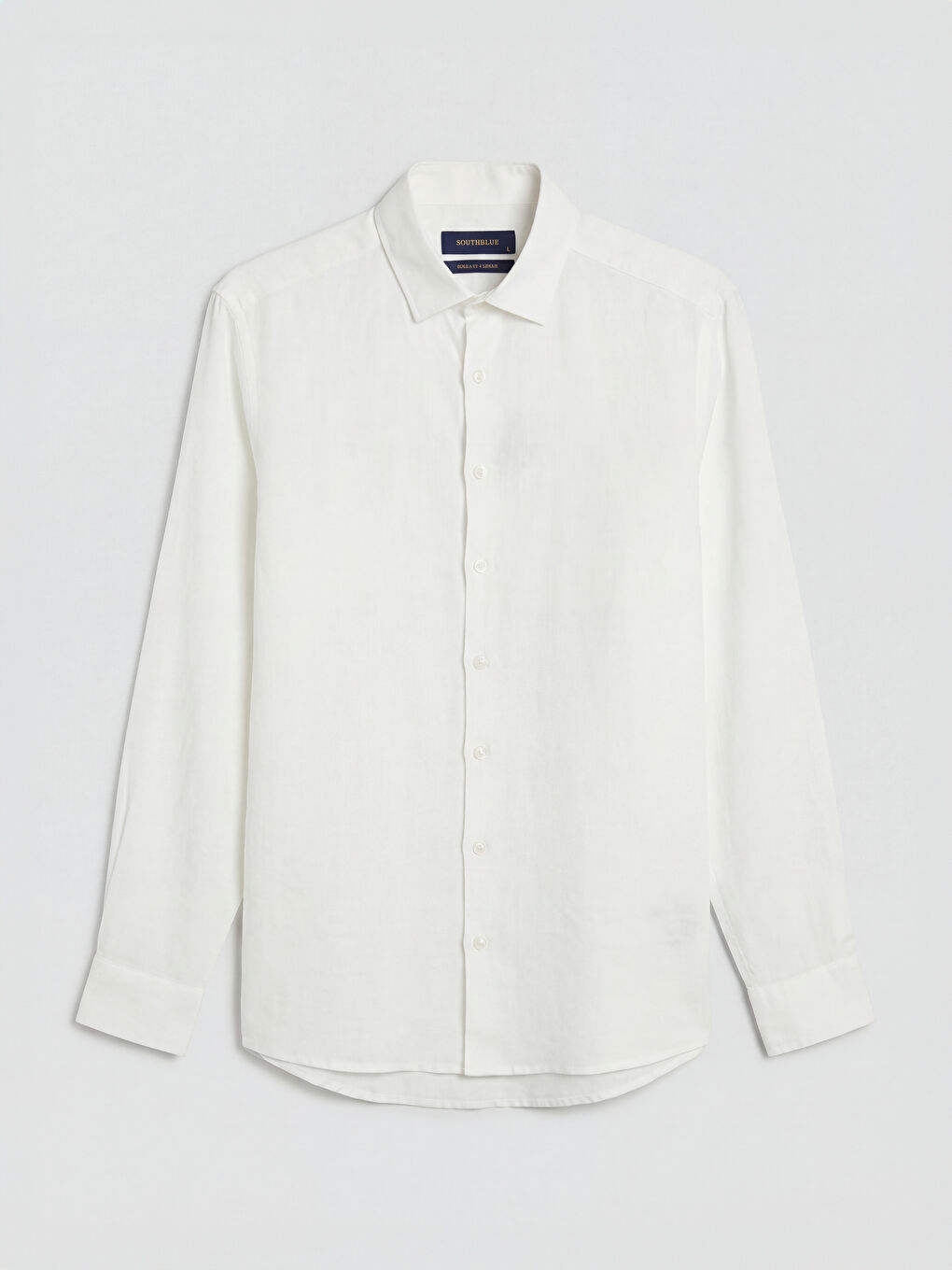 Ekru Standart Kalıp Keten Erkek Gömlek