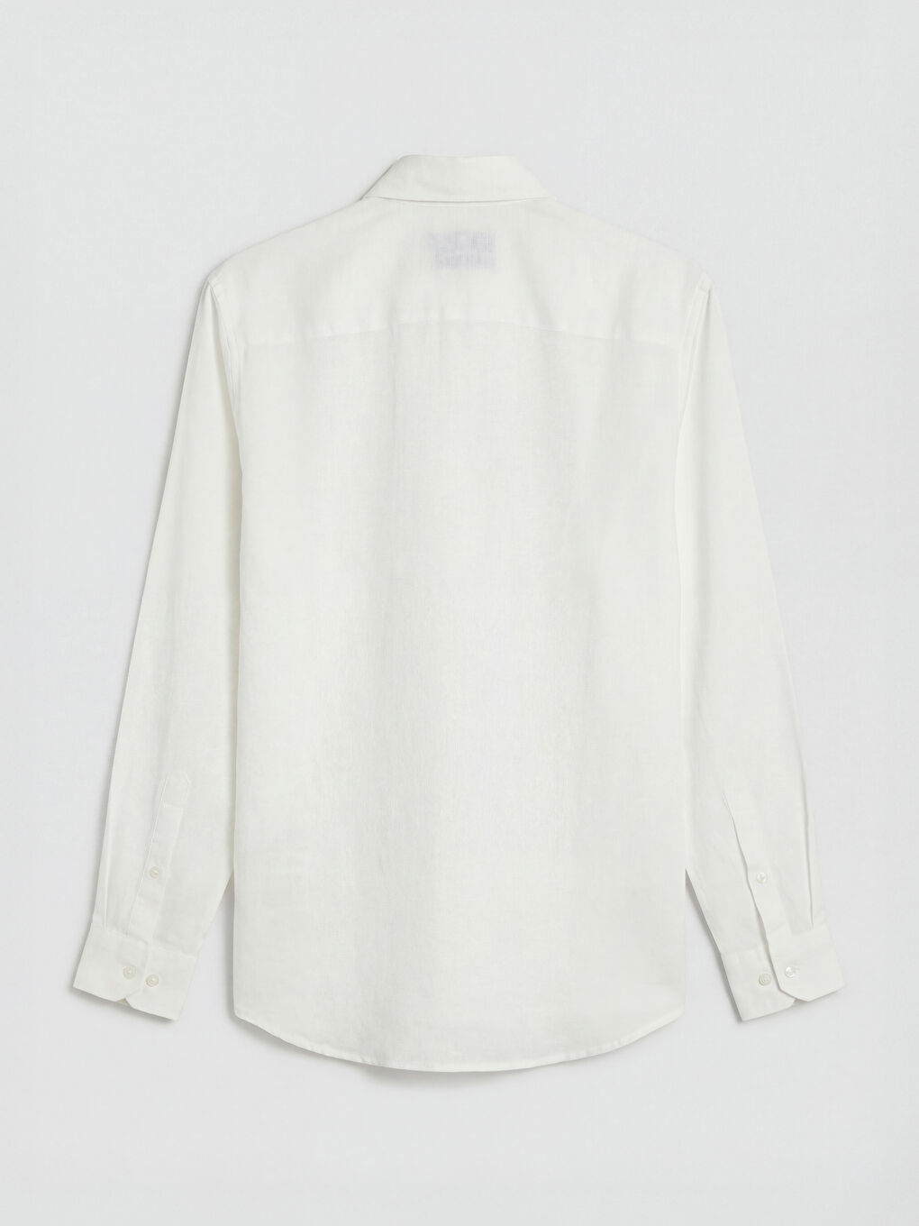 Ekru Standart Kalıp Keten Erkek Gömlek-1