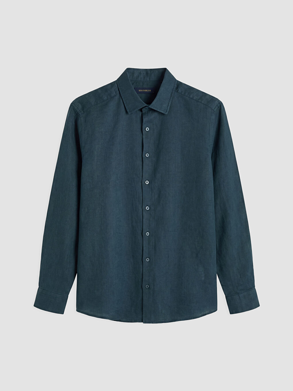 Petrol Regular Fit %100 Keten Erkek Gömlek