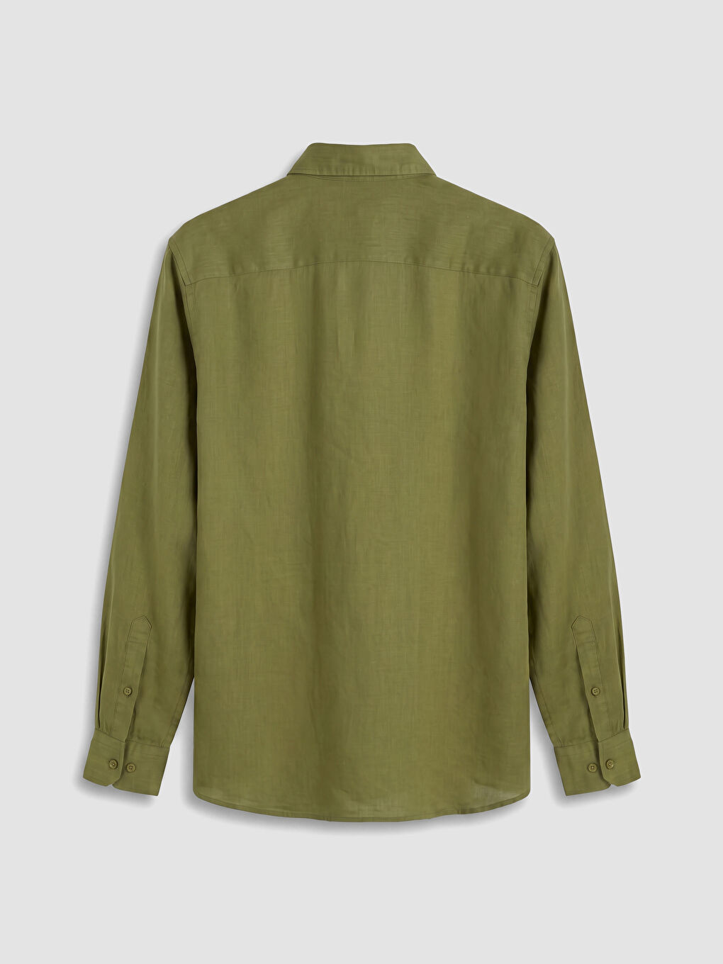 Yeşil Regular Fit %100 Keten Erkek Gömlek-2