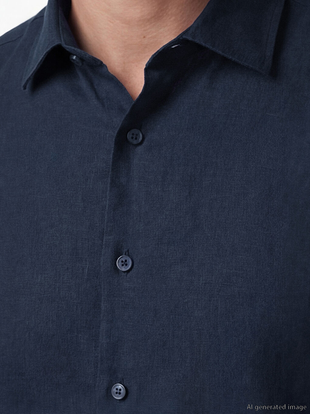 Lacivert Regular Fit %100 Keten Erkek Gömlek-2