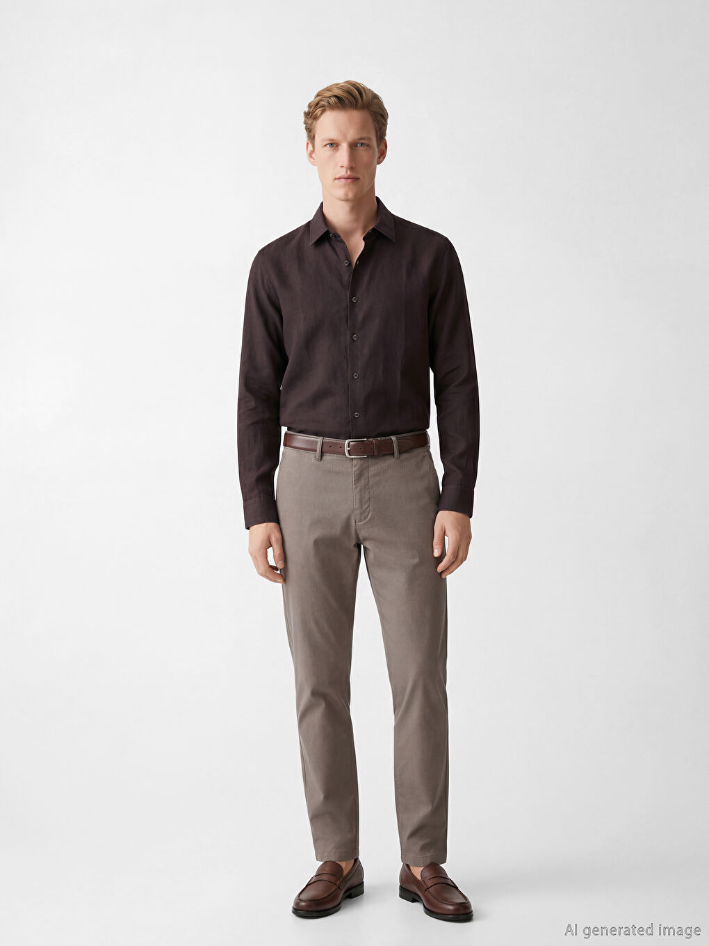 Mürdüm Regular Fit %100 Keten Erkek Gömlek-1