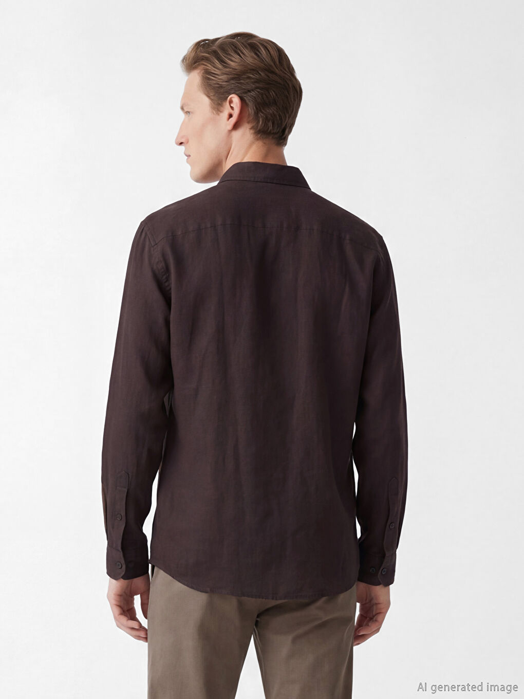 Mürdüm Regular Fit %100 Keten Erkek Gömlek-3