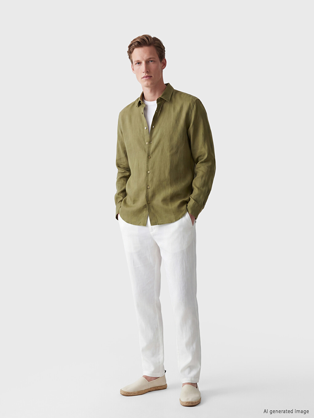 Regular Fit %100 Linen Men's Shirt-1