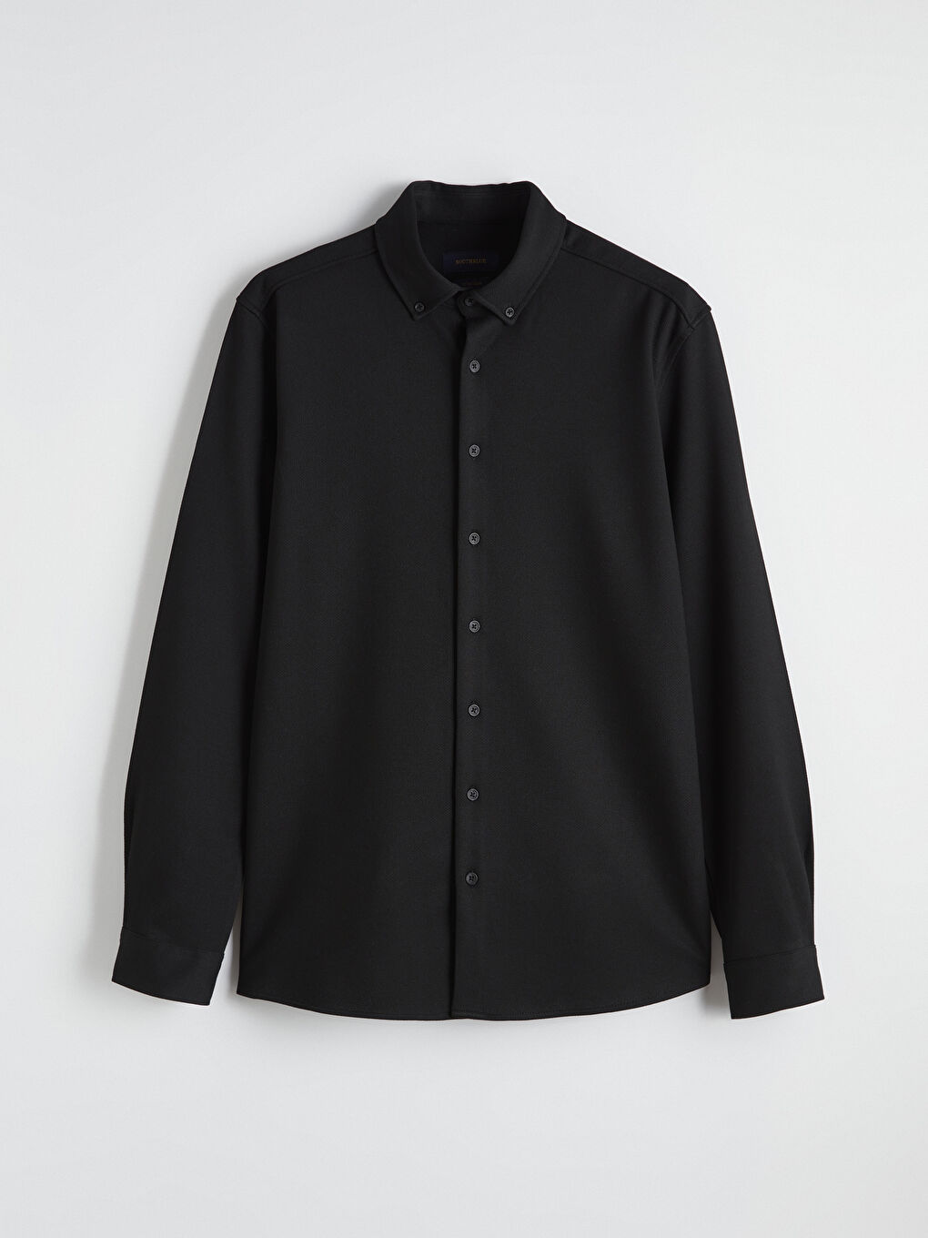 Siyah Slim Fit Keten Karışımlı Erkek Gömlek