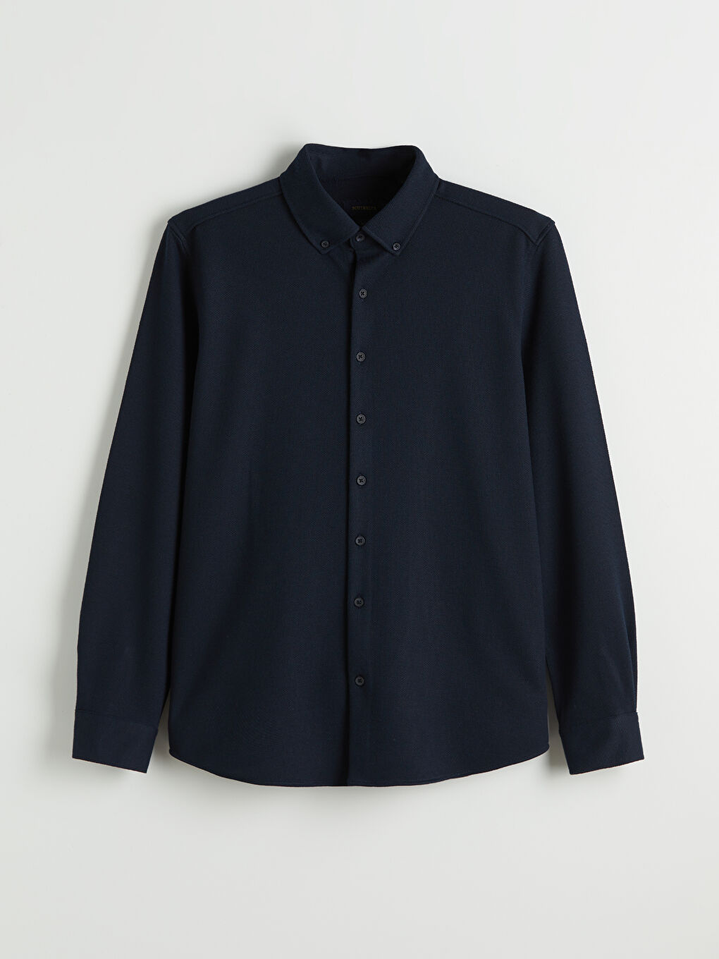 Lacivert Slim Fit Keten Karışımlı Erkek Gömlek