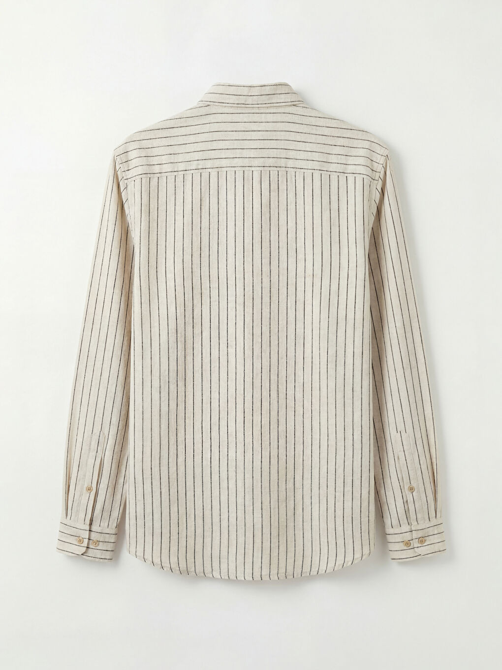 Ekru Slim Fit Çizgili Erkek Gömlek-5