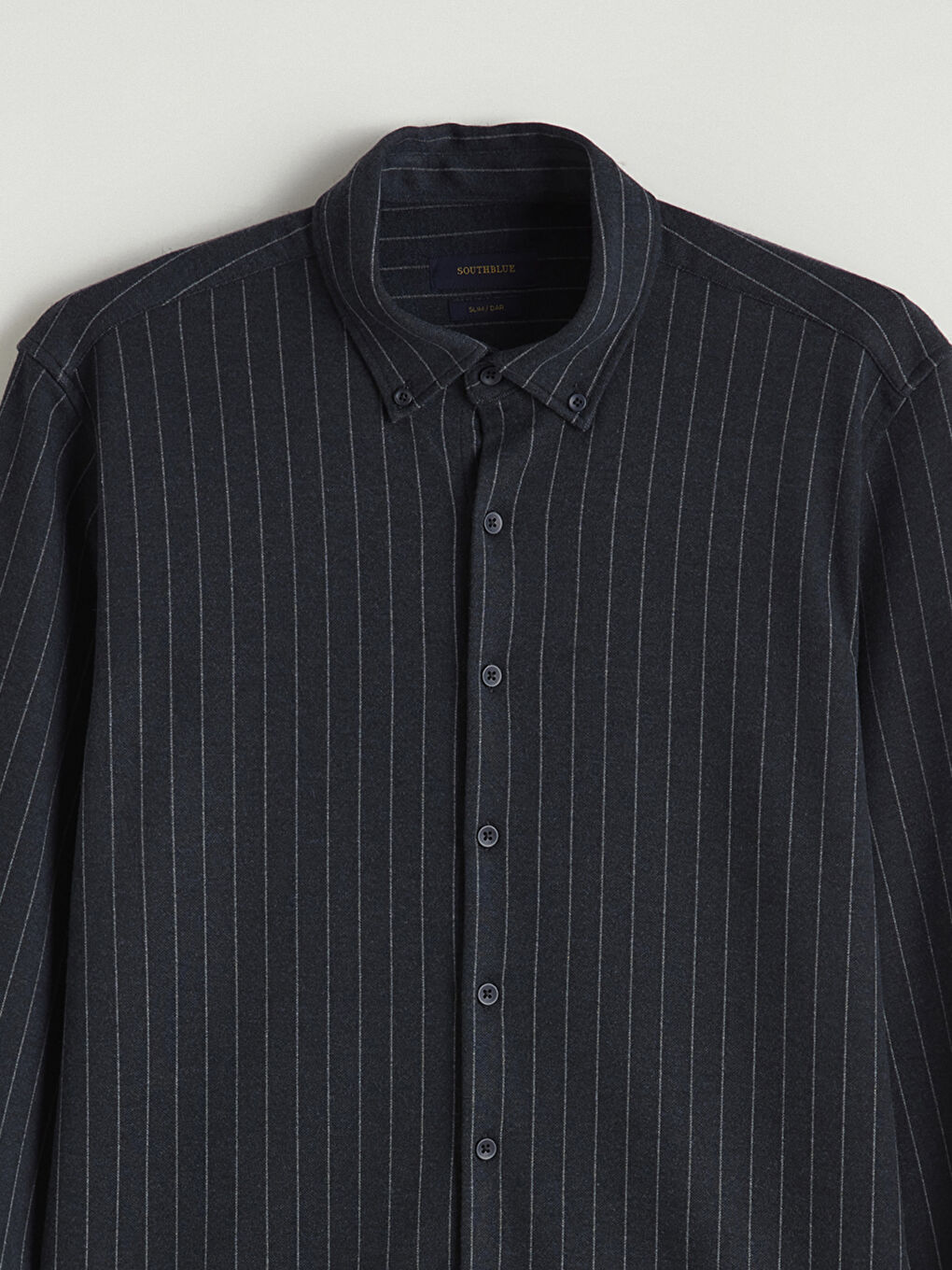 Lacivert Slim Fit Çizgili Erkek Gömlek-1