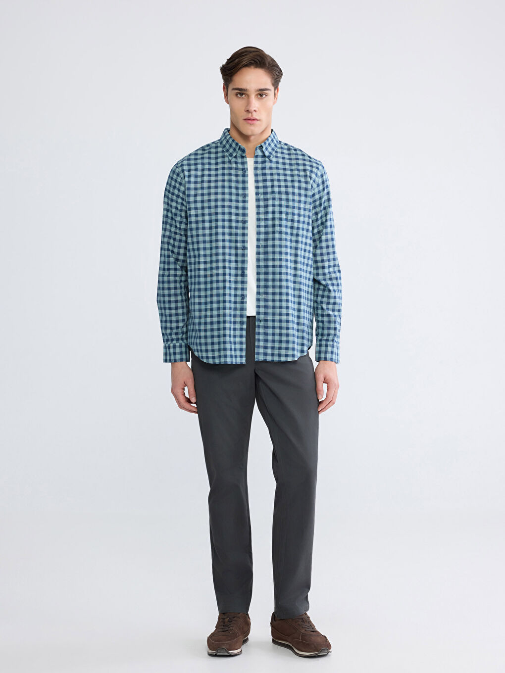 Antrasit Standart Kalıp Gabardin Erkek Chino Pantolon