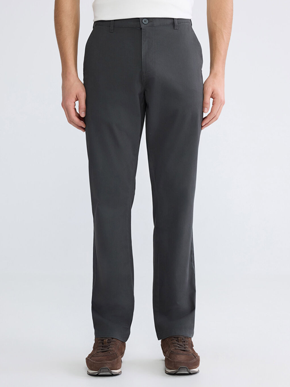 Antrasit Standart Kalıp Gabardin Erkek Chino Pantolon-1