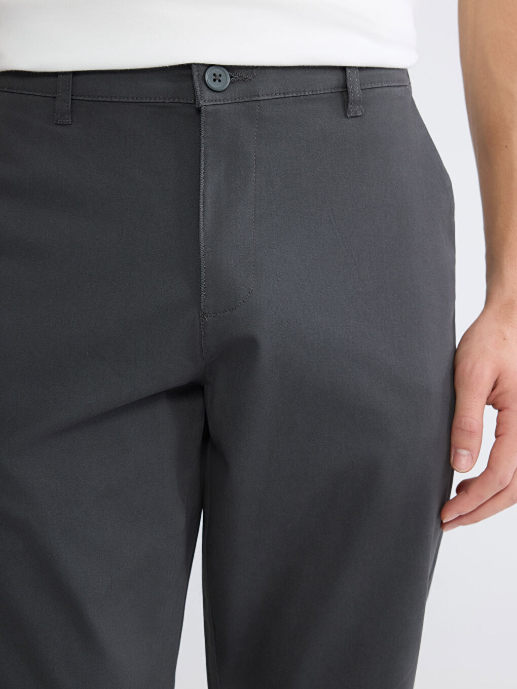Antrasit Standart Kalıp Gabardin Erkek Chino Pantolon-2