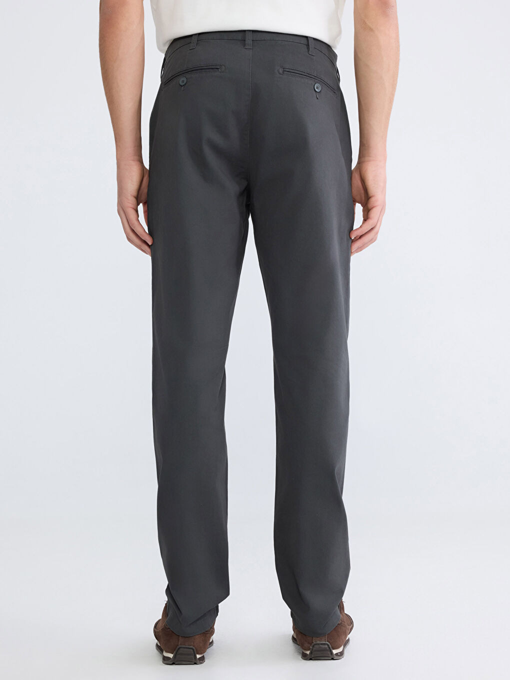 Antrasit Standart Kalıp Gabardin Erkek Chino Pantolon-3