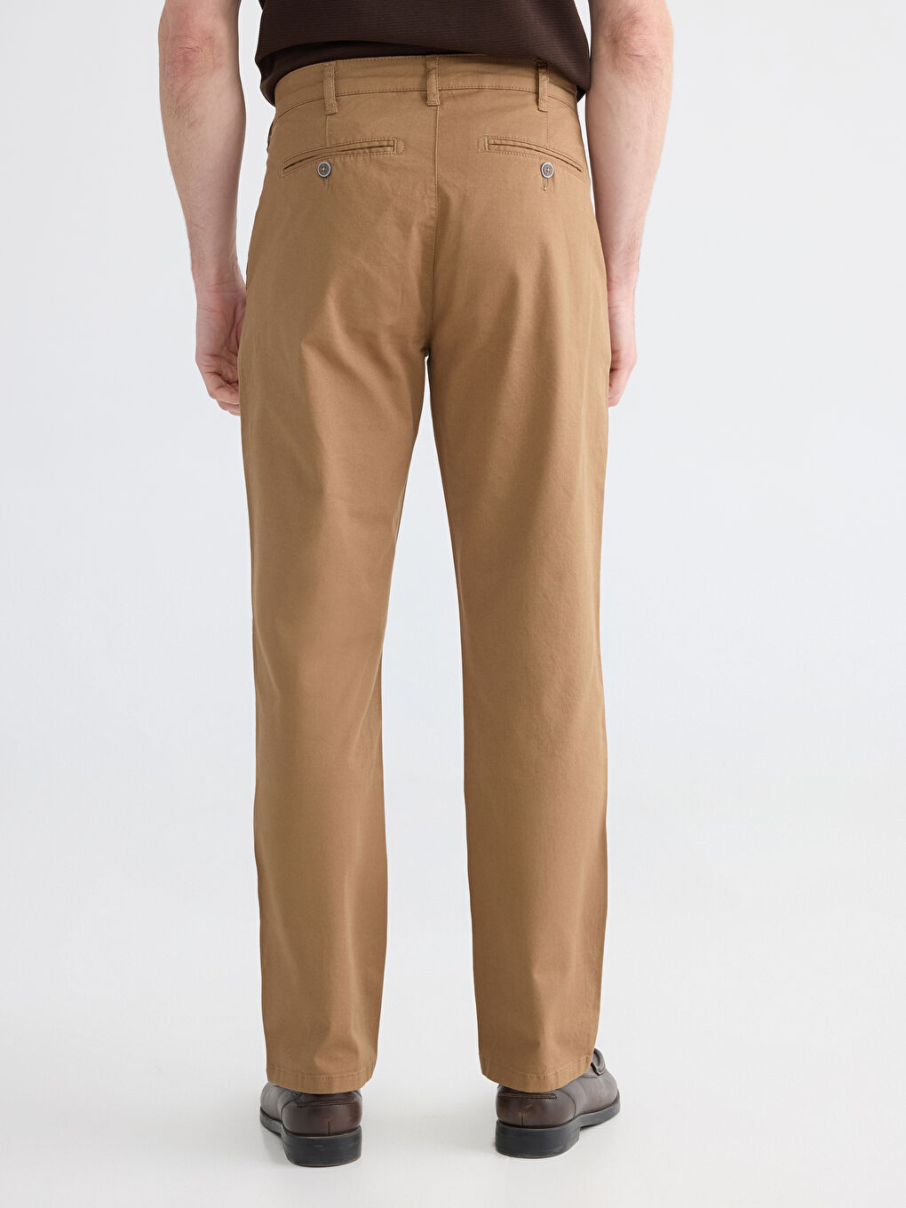 Kahverengi Standart Kalıp Gabardin Erkek Chino Pantolon-3