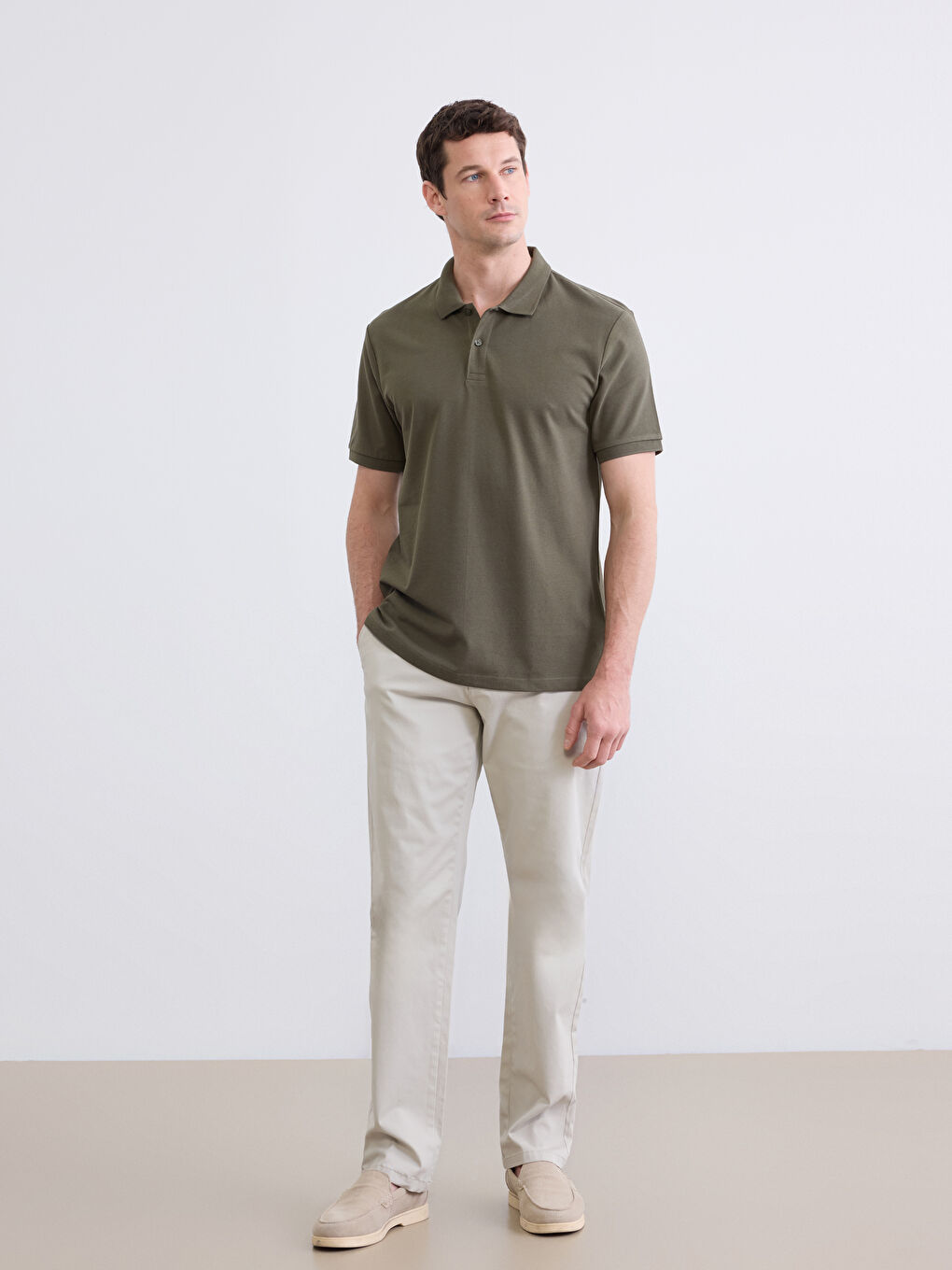 Regular Fit Gabardine Men's Chino Trousers