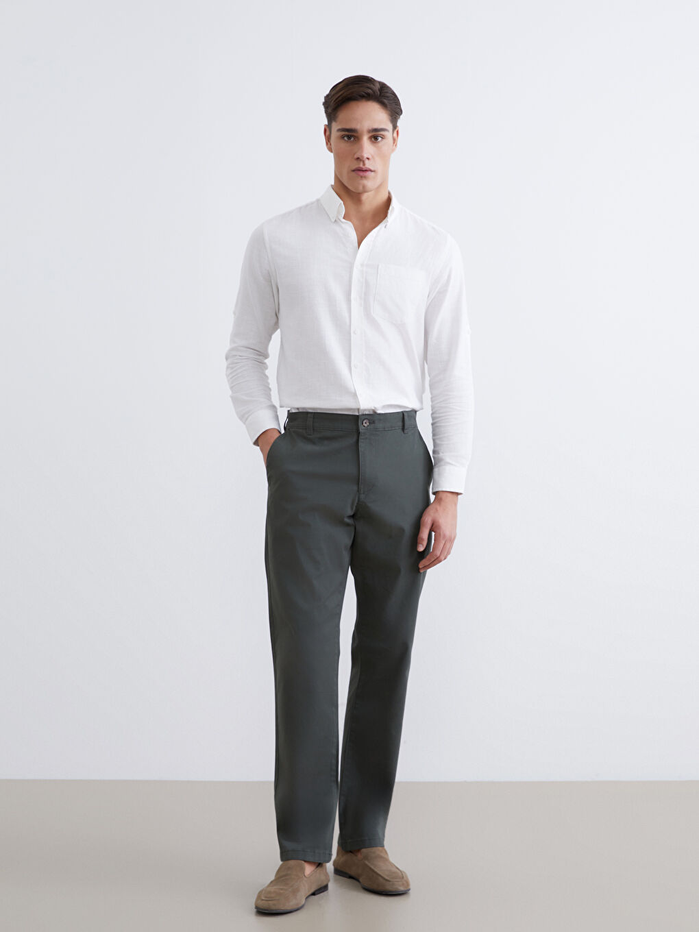 Standard Fit Gabardine Men's Chino Trousers