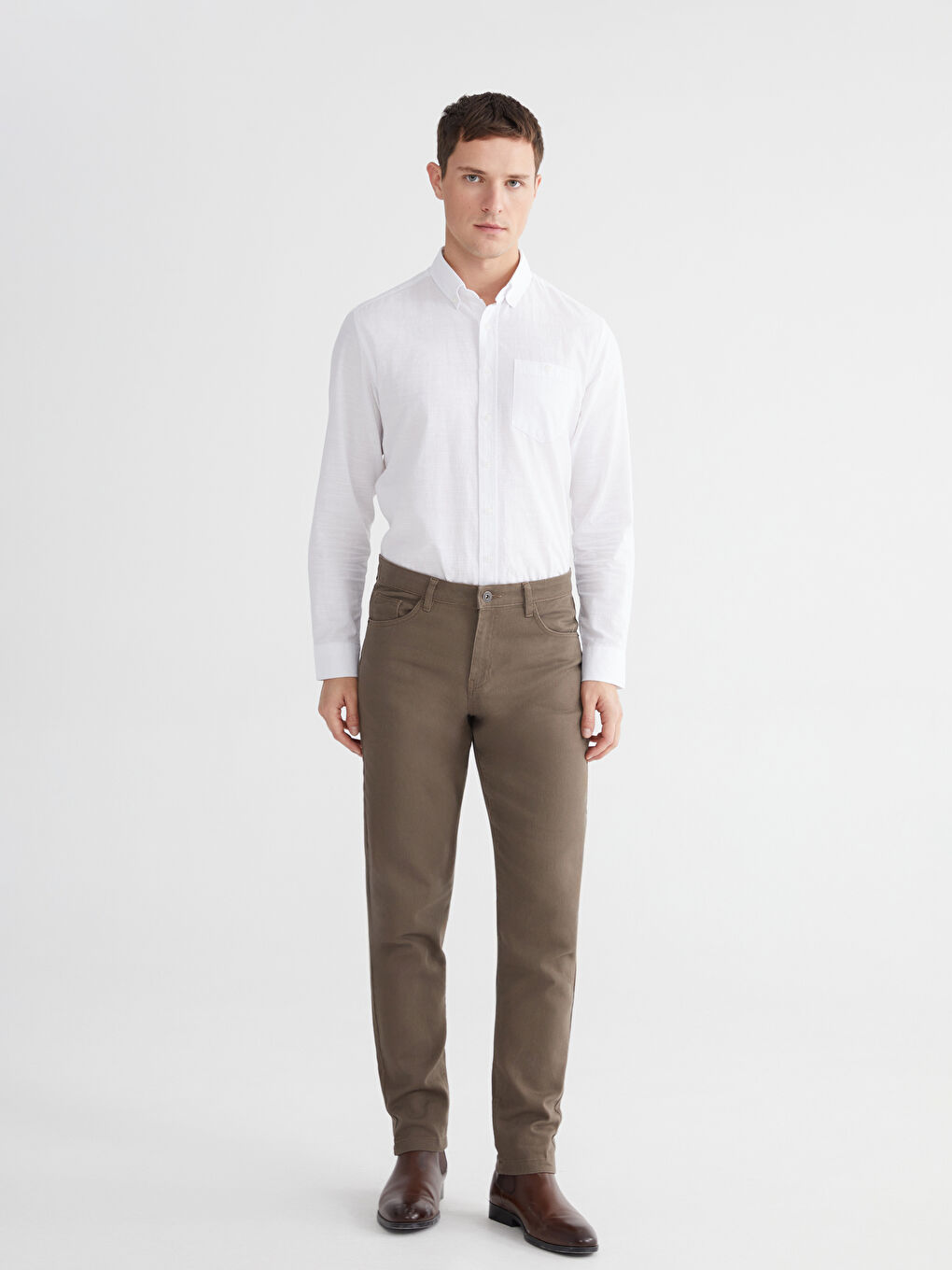 Slim Fit Gabardine Men's Chino Trousers