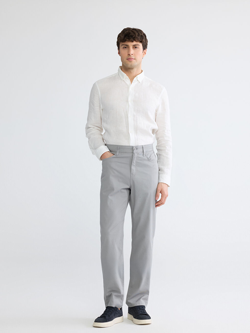 Gri Standart Kalıp Erkek Chino Pantolon