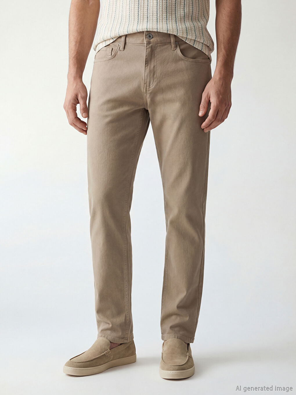 Kahverengi Standart Kalıp Erkek Chino Pantolon-1