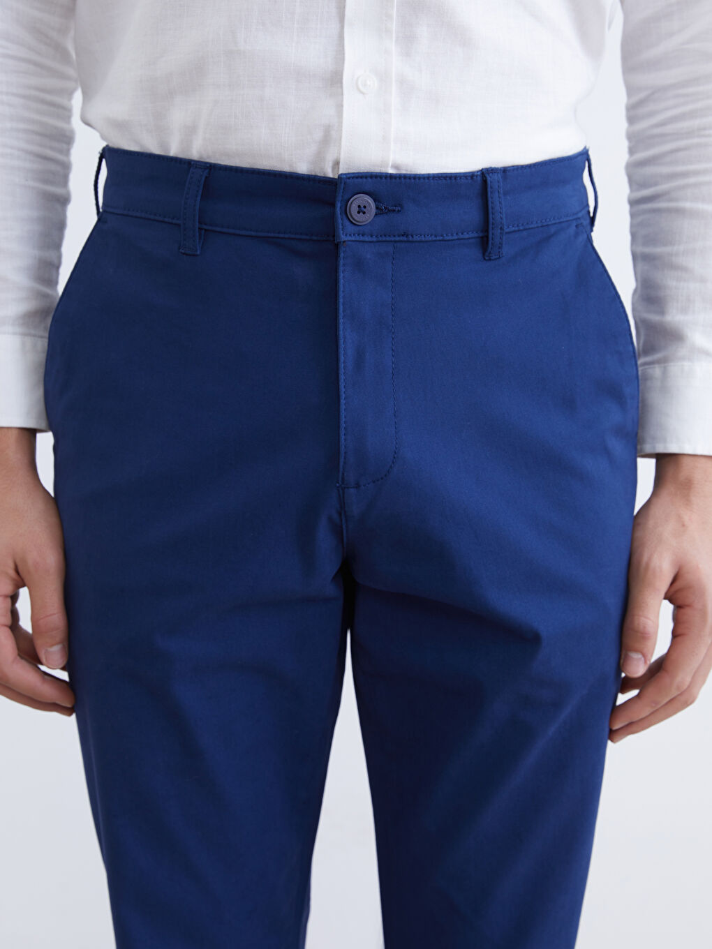 Lacivert Dar Kalıp Erkek Chino Pantolon-2