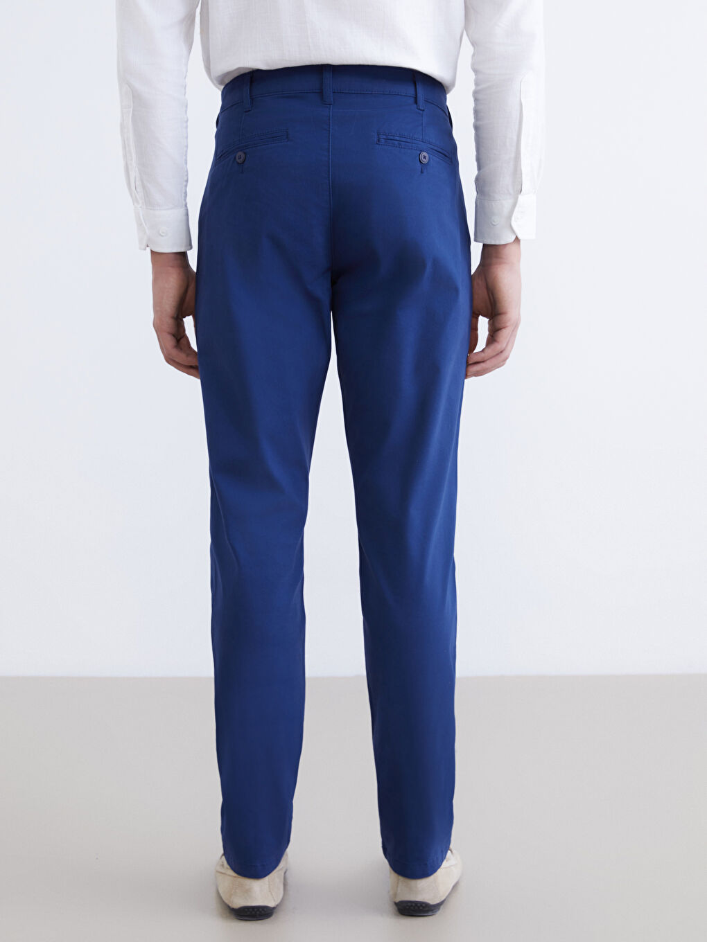 Lacivert Dar Kalıp Erkek Chino Pantolon-3